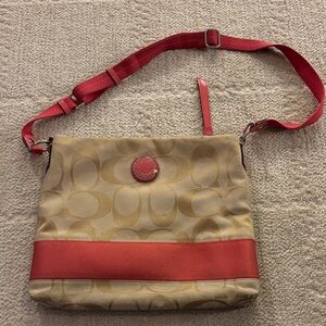 Coach Beige and pink Crossbody Bag
